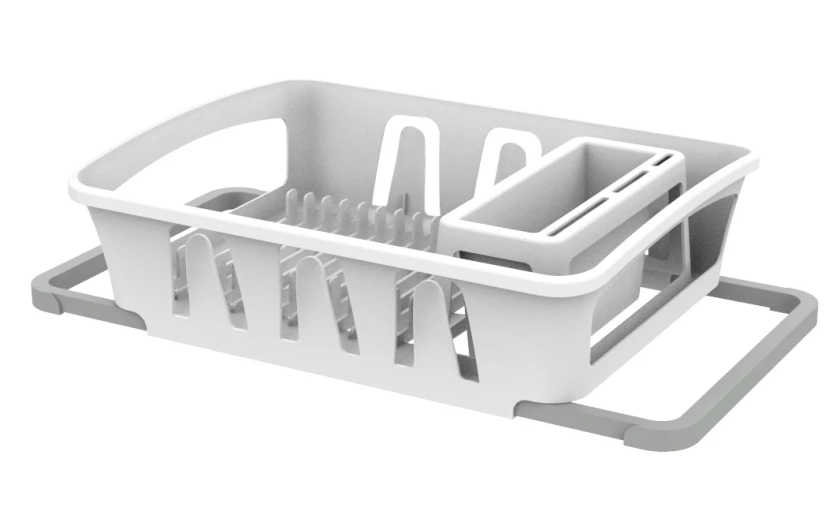 Dish Drying Rack, Mainstays Expandable Dish Rack with Utensil Holder for Kitchen Countertop, White