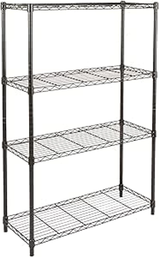 Amazon Basics 4-Shelf Adjustable Heavy Duty Steel Wire Rack Storage Shelving Organizer for Kitchen, Garage, 36" L x 14" W x 54" H, Black