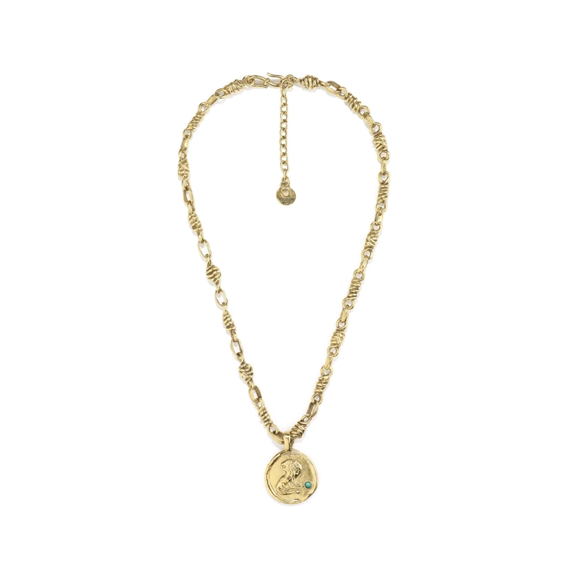 Collier astro lion Talisman Laiton doré dans un bain d'or jaune - Goossens Paris