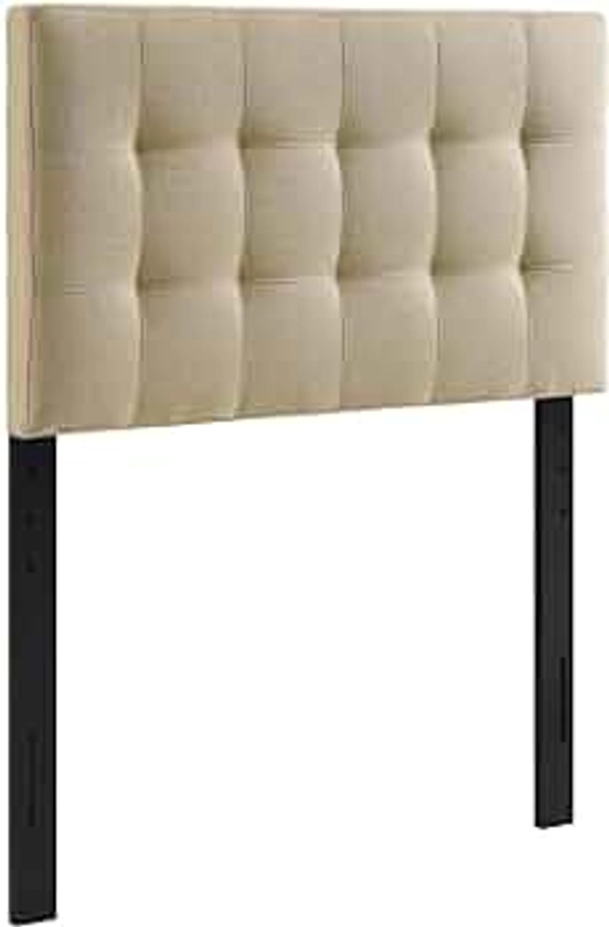Modway Lily Tufted Linen Fabric Upholstered Twin Headboard in Beige