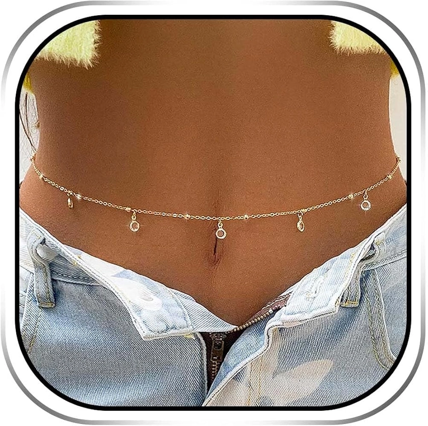 Sixexey Boho Waist Chain Gold Bead Belly Chains Summer Beach Body Jewelry for Women