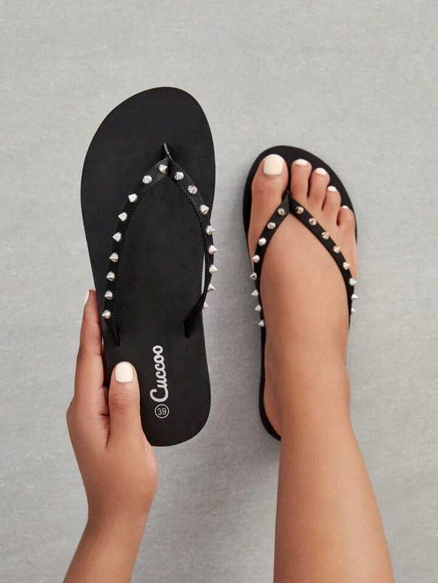 Sandalias con clavos decorativos para mujer, zapatos de vacaciones de verano, zapatos de rebajas de verano, zapatos de vuelta al colegio, zapatos de estudiantes universitarios, zapatos de Halloween