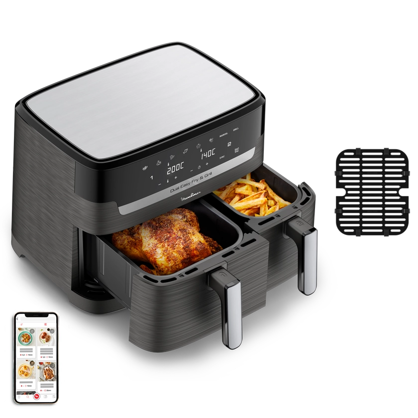 FRITEUSE A AIR DUAL EASY FRY & GRILL 8,3 L | Friteuses sans huile | Moulinex