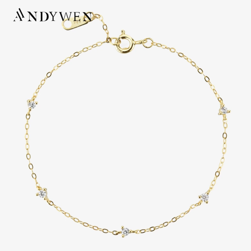 ANDYWEN – Bracelet en argent Sterling 925 pour femme, chaîne en Zircon CZ, bijoux de luxe, de mariage, de fête, 2022 - AliExpress