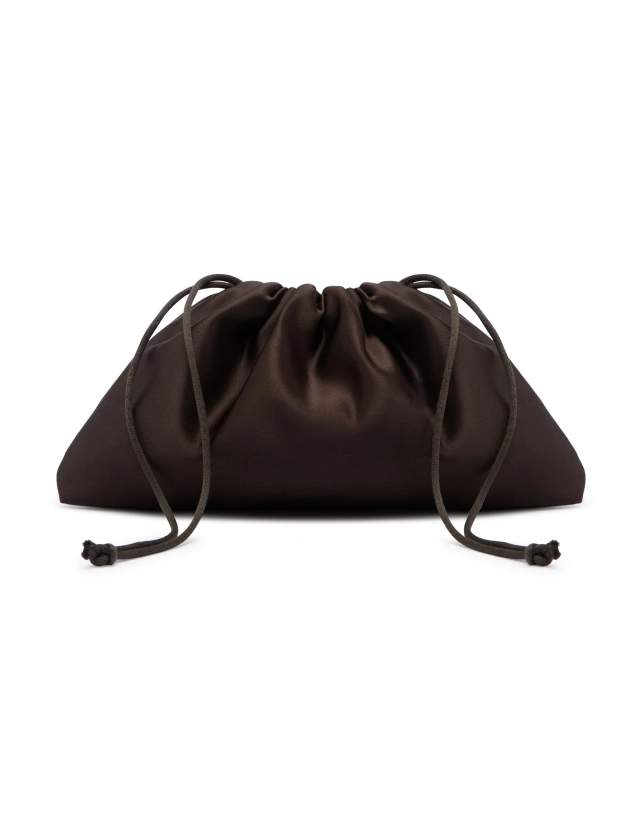 The Everyday Pouch Bag in Chocolate Brown Satin | The UNDONE