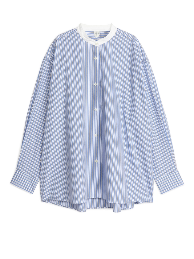 Cotton Shirt - White/Blue - ARKET GB