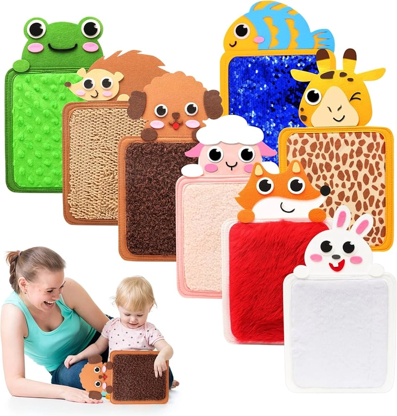 Uiopy Sensory Mats for Autistic Kids: Autism Baby Real Zoo 8 Pack Textured Fabric Items - Tactile Sensory Toys for Preschool Classroom - Sensory Room Play Texture Board : Amazon.co.uk: Toys & Games