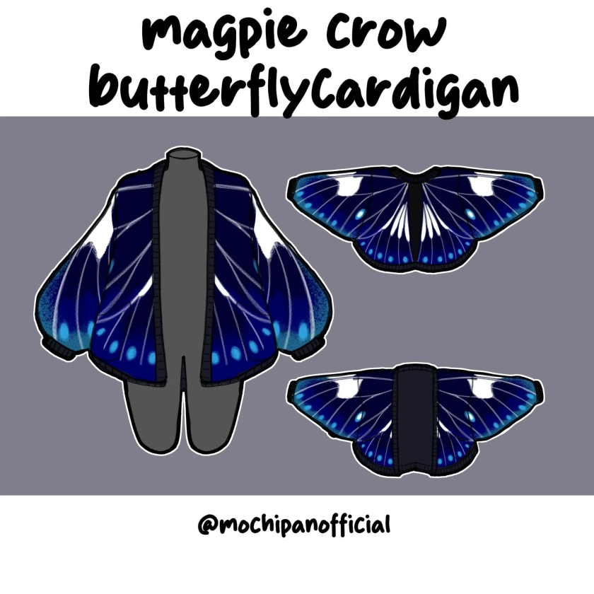 Magpie Crow Butterfly Cardigan - Artistic Wear - Mochipan