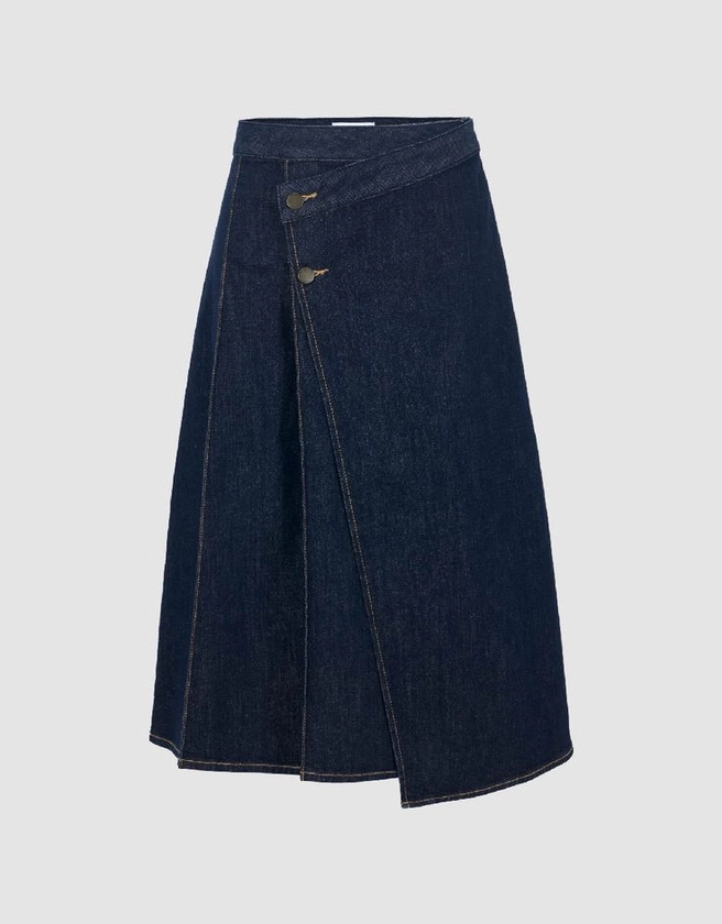 Midi A-Line Denim Skirt en 2024 | Ropa de moda, Ropa, Vestidos de mezclilla