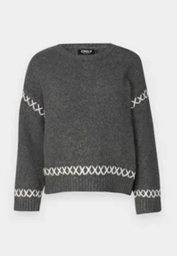 ONLY ONLAMANDA LIFE O-NECK DETAIL - Pullover - light grey/gris clair - ZALANDO.FR