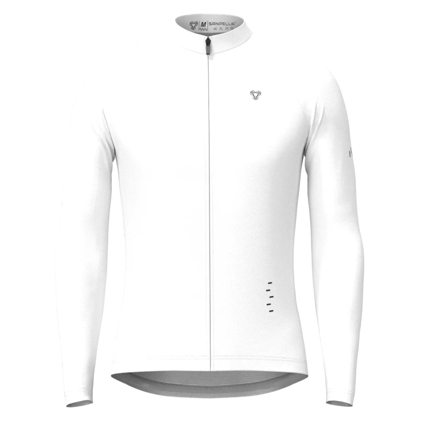 Men's Minimal Solid LS Cycling Jersey - White | Sanpella.cc