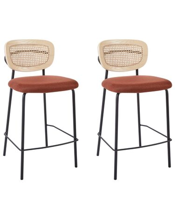 Tabouret de bar Set de 2 Tissu Orange MAYETTA