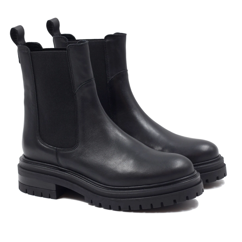 Bottines Chelsea crantées cuir noir