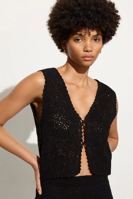 Alejandreas Handmade Crochet Vest Black