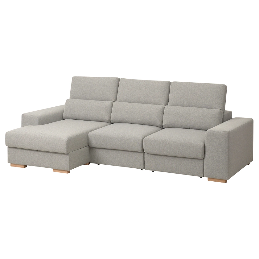 ISTABY 3-seat sofa w chaise longue, left - Tibbleby beige/grey