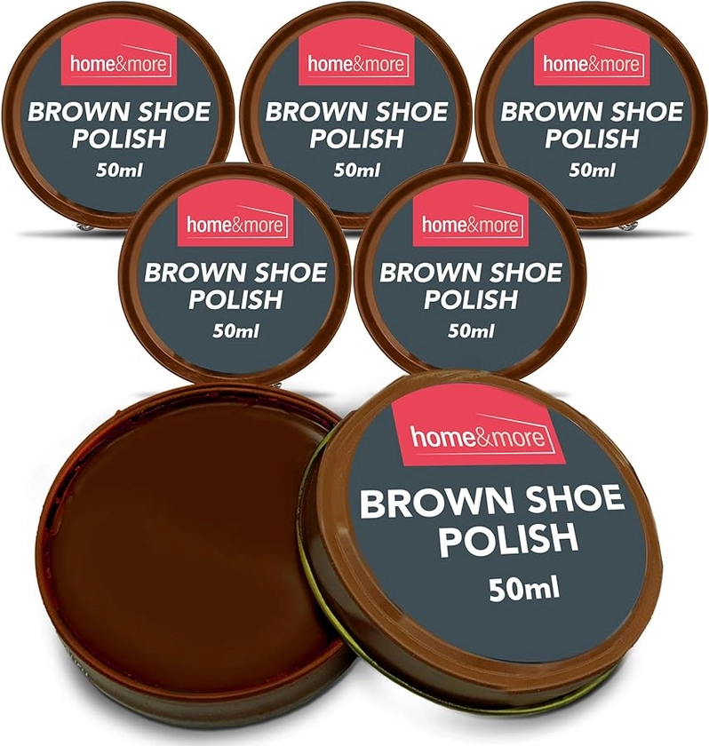 SOL 6pk Brown Shoe Polish | 50ml Tins Brown Boot Polish | Brown Leather Shoe Polish with Beeswax & Carnauba Wax for lasting Shine & Care | Brown Shoes Polish | Brown Boot Polish for Shoes