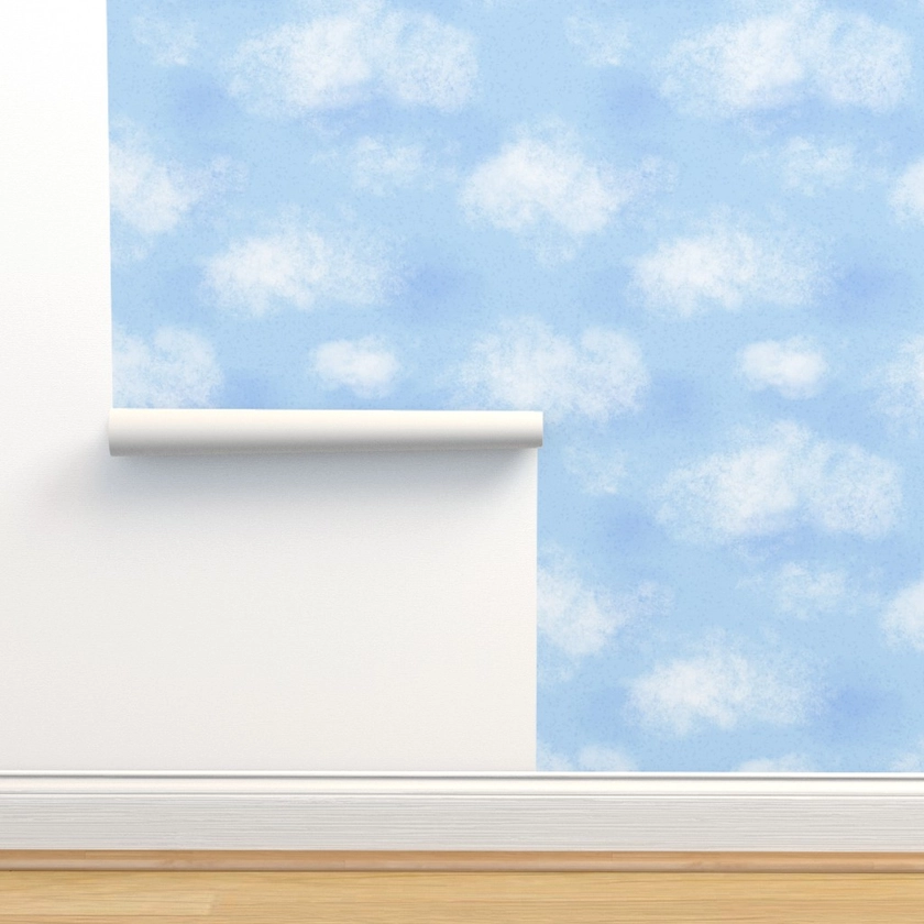 Blue Cloudy Sky Wallpaper | Spoonflower