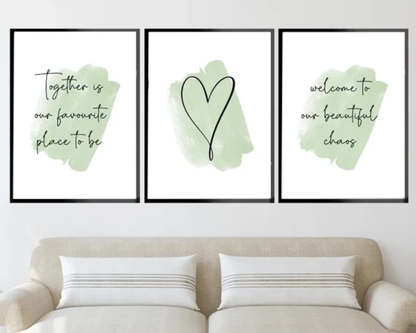 Together Is Our Favourite Place To Be Beautiful Chaos Sage Prints Set Of 3  Home Wall Art Wall Decor Prints Gifts