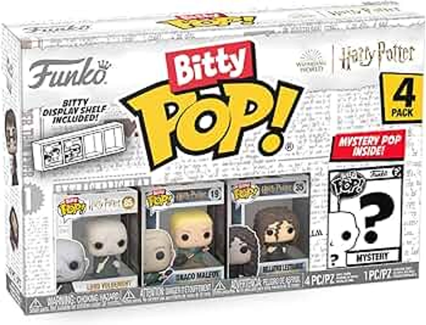 Funko Bitty Pop! Harry Potter - Lord Voldemort™, Draco Malfoy™ (Quidditch™), Bellatrix Lestrange™ et Une Mini-Figurine Mystère en Surprise - 2.2 Cm Collectionnable - Étagère Empilable Incluse