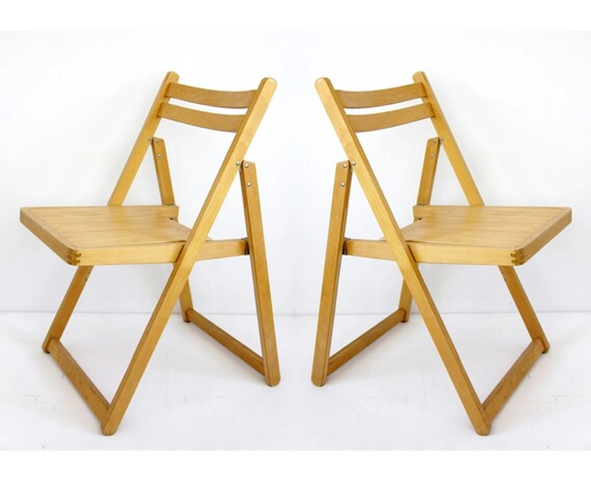 One of 6 // Vintage Mid Century Folding Wood Chair - Etsy Australia