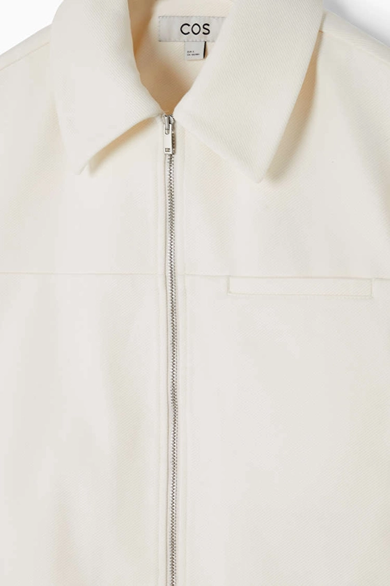 CROPPED TWILL ZIP-UP JACKET - OFF-WHITE - COS