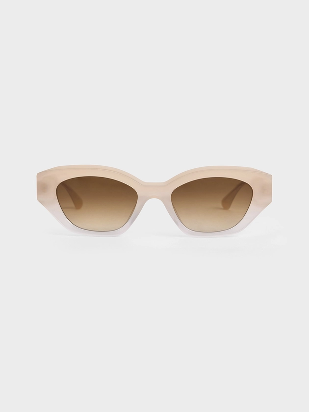 Multicoloured Recycled Acetate Sculptural Cat-Eye Sunglasses | CHARLES & KEITH