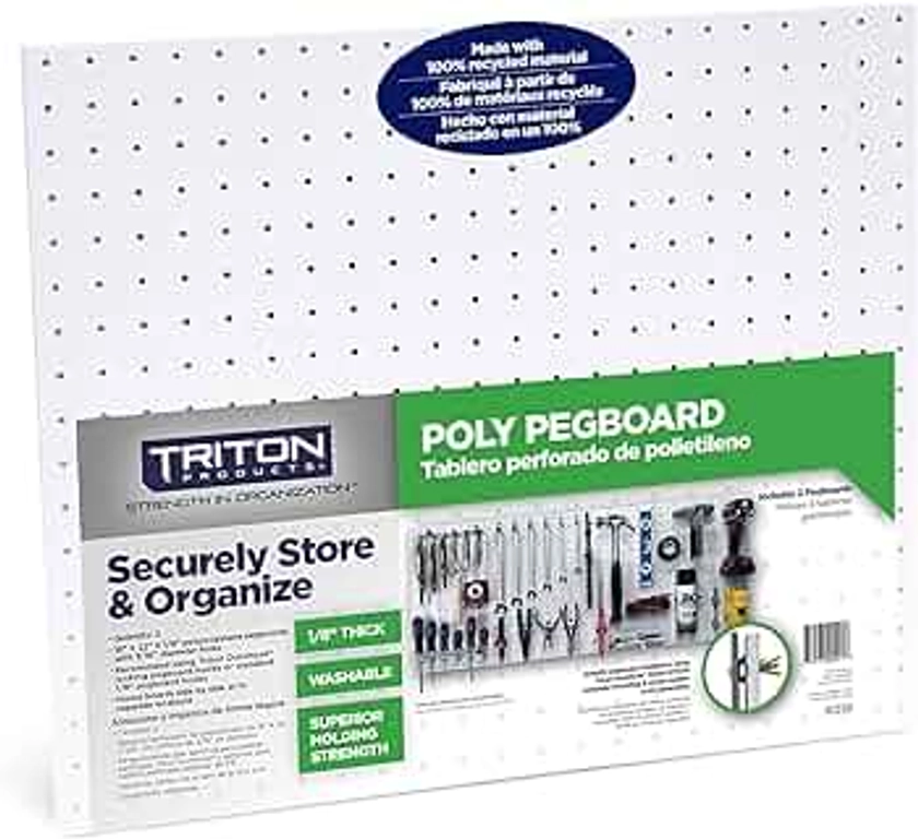 Triton Products Polypropylene Pegboards, 22" x 18" x 1/8", White (Set of 2) - Garage Storage and Organization