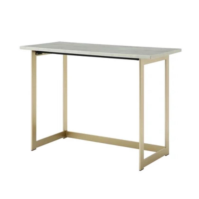 42" Contemporary Modern Faux Marble Writing Desk White Marble/Gold - Saracina Home: Luxury Glam Style, Steel Hardware, No Storage