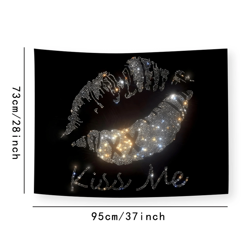 Kiss Me Lip Aesthetic Polyester Tapestry - 90g Lightweight Wall Hanging Decor with Free Installation Package - Perfect Gift for Women and Girls - 79x59 inch