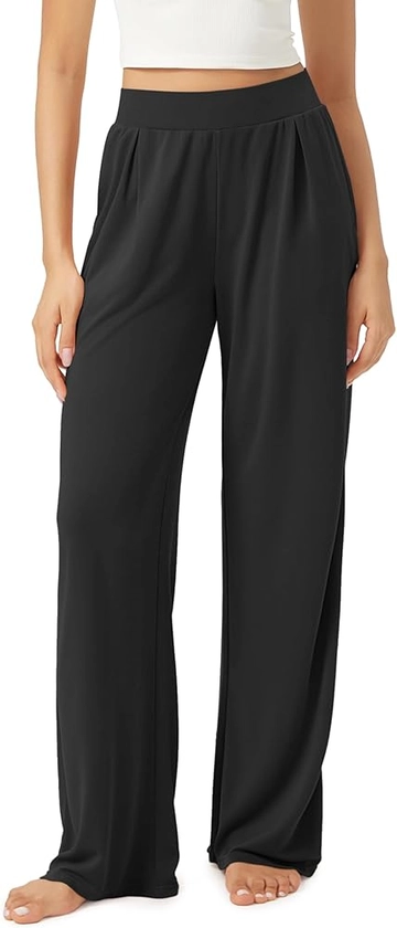 ODODOS Drapey Soft Wide Leg Pants for Women High Waist Casual Relaxed Lounge Pants with Pockets-29 Inseam