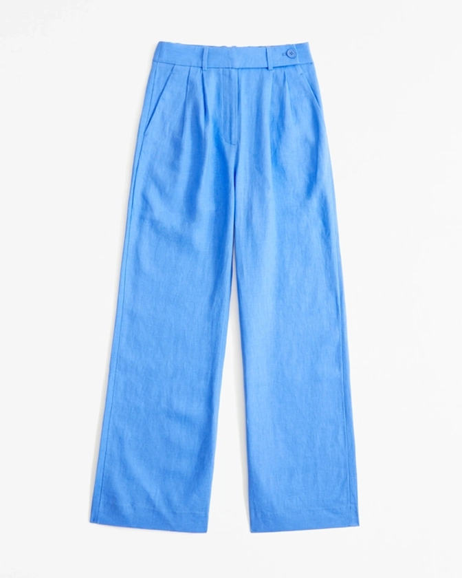 Women's A&F Sloane Tailored Premium Linen Pant | Women's Bottoms | Abercrombie.com
