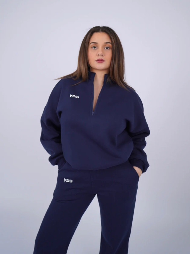 VDB zipper sweatshirt - dark blue (white logo)