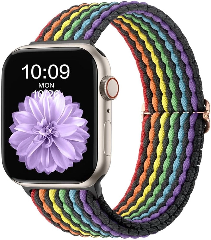 CeMiKa Braided Solo Loop Straps Compatible with Apple Watch Strap 38mm 40mm 41mm 42mm, Stretchy Straps Elastic Sport Band for Apple Watch SE/iWatch Series 10 9 8 7 6 5 4 3 Ultra 2 1, Women Men