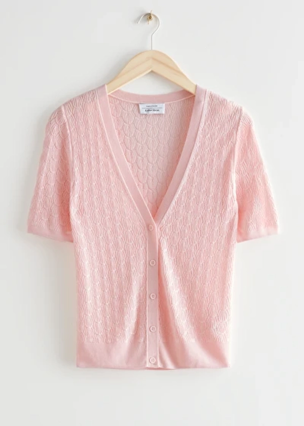 Pointelle Knit Cardigan - Light Pink - & Other Stories GB