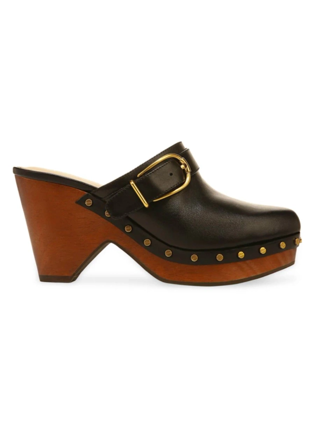 Shop Veronica Beard Hendrix Leather Clogs | Saks Fifth Avenue