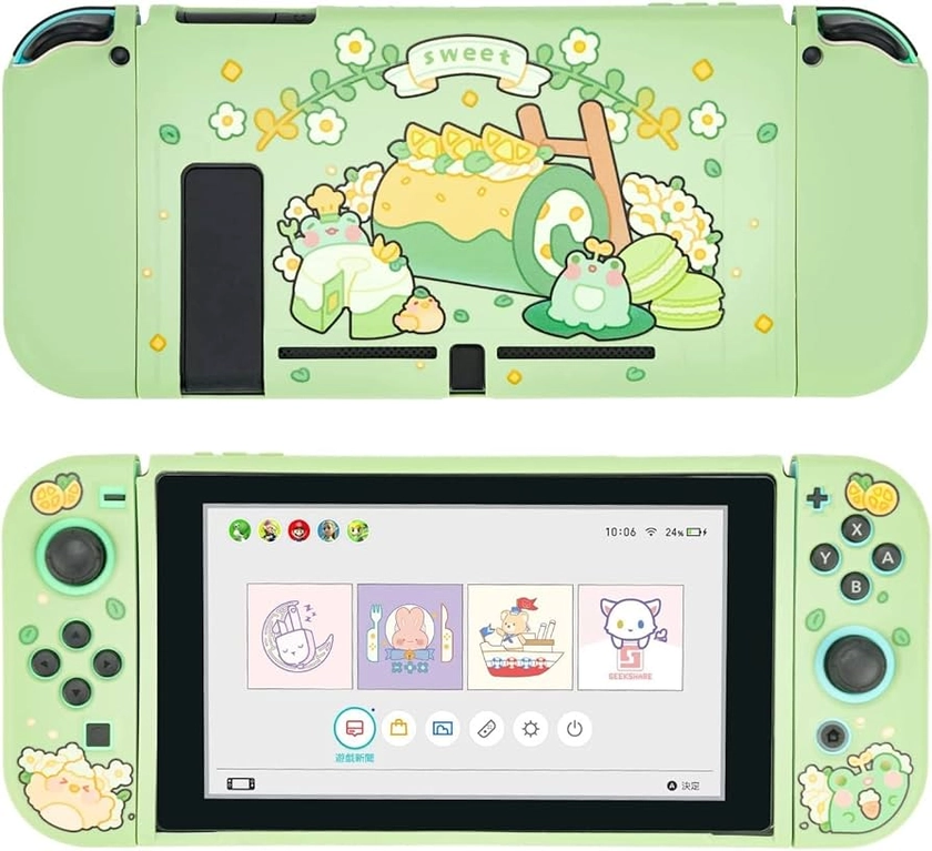 GeekShare Protective Case Compatible with Switch, Soft TPU Slim Case Cover Compatible with Switch Console and Joy-Con - Matcha Froggy : Amazon.com.au: Video Games