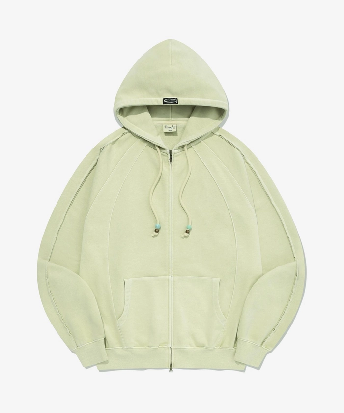 BEAD STRING HOODIE ZIP-UP PG GREEN BEIGE - PHYPS HOME