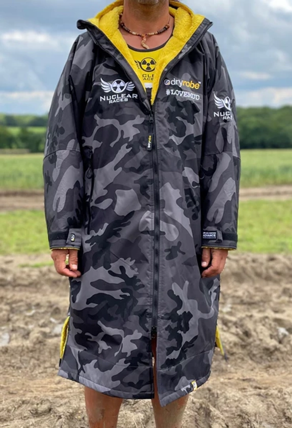 Nuclear Races branded Black Camouflage Long Sleeved Dryrobe