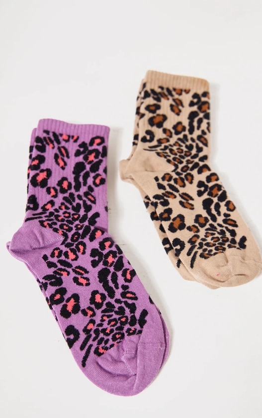 Pink Leopard Print Socks | Accessories