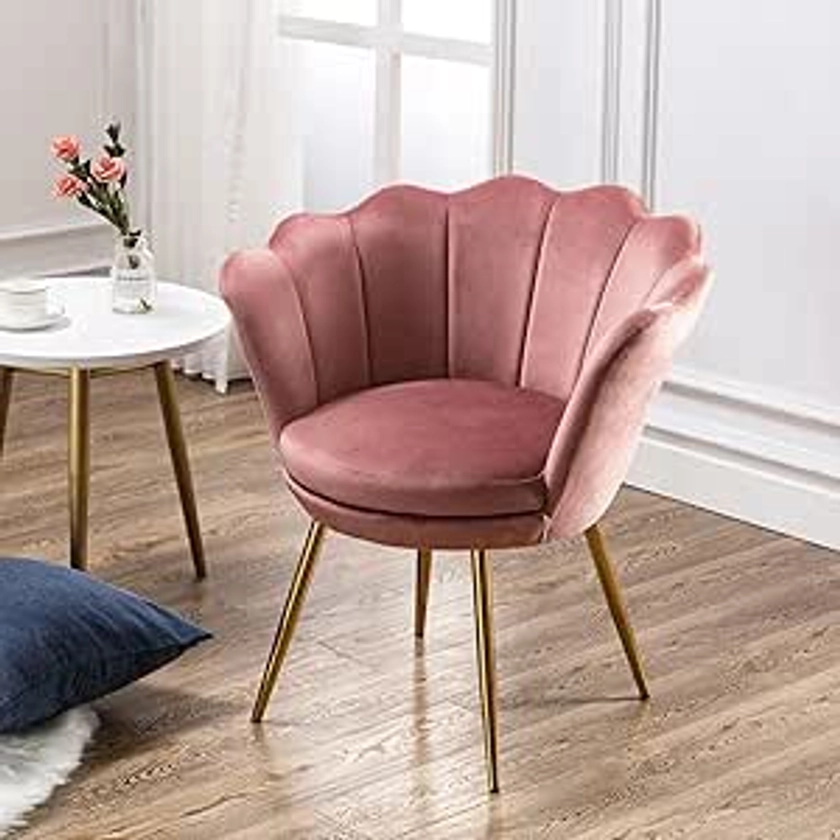 Wahson Fauteuil en Velours Fauteuil Coquillage avec Pieds Doré, Fauteuil Chambre Confortable Chaise Relax pour Salon/Chambre (Rose) : Amazon.fr: Cuisine et Maison