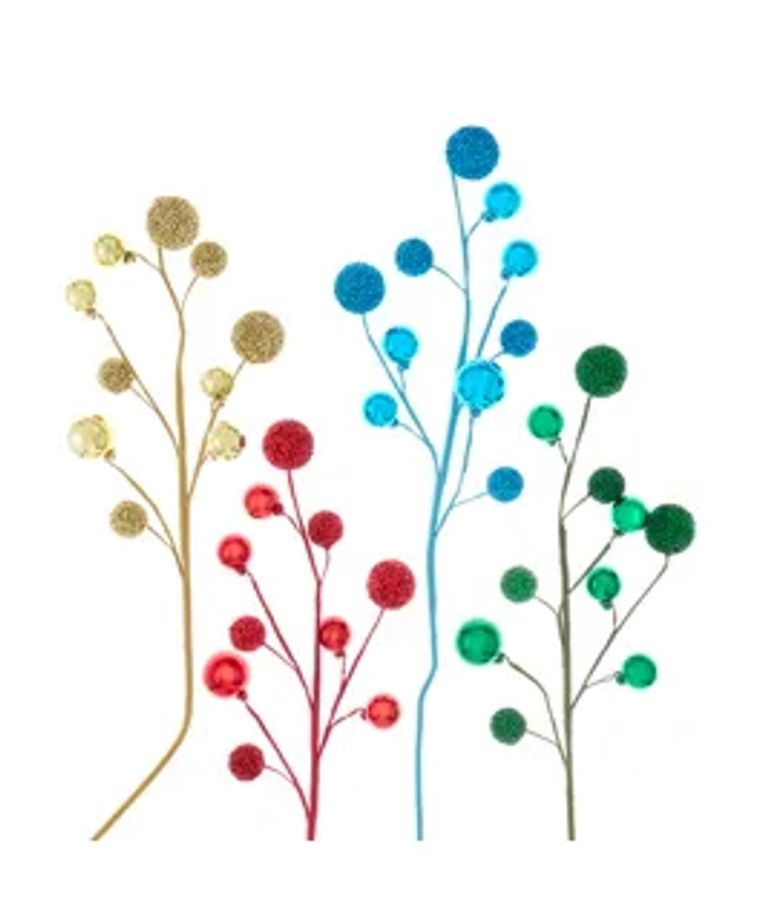 Gold, Red, Green & Turquoise Ball Sprays, 4 Assorted