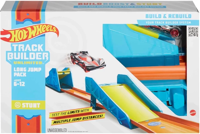 Hot Wheels Track Builder Pack Assorted Long Jump Stunt Pack Connecting Sets Ages 4 and Older, GLC89