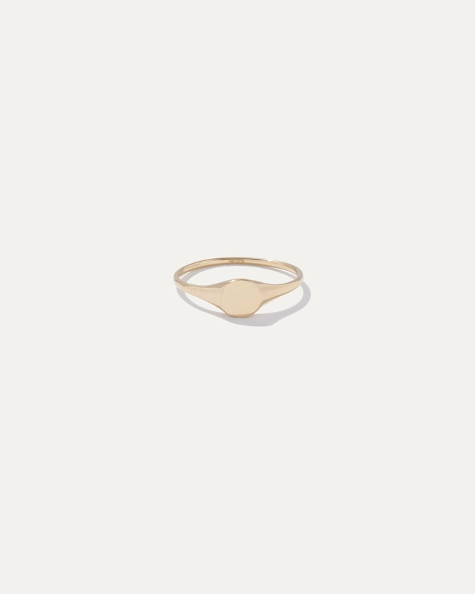 14K Gold Round Signet Ring