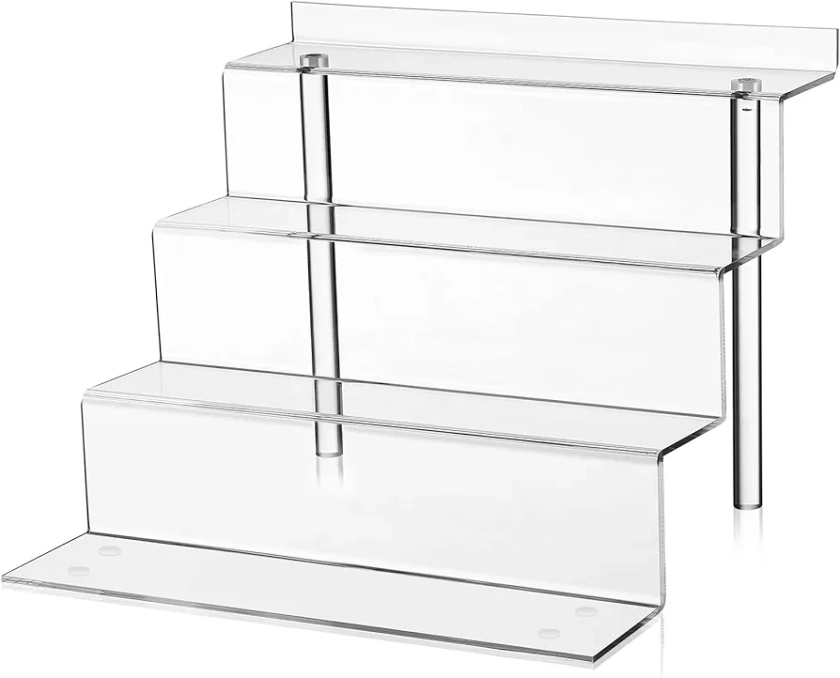 YIDITTHOPE 12 Inch Acrylic Shelf, 4 Tier Perfume Organizer and Cologne Organizer, Funko POP Shelves Tiered Riser Display Stand, Acrylic Display for Decoration and Organizer
