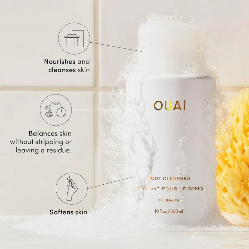 OUAI St Barts Body Wash - St Bart's Place Scent, Rosehip oil and Jojoba Seed | helps to moisturise and brighten the skin 300ml