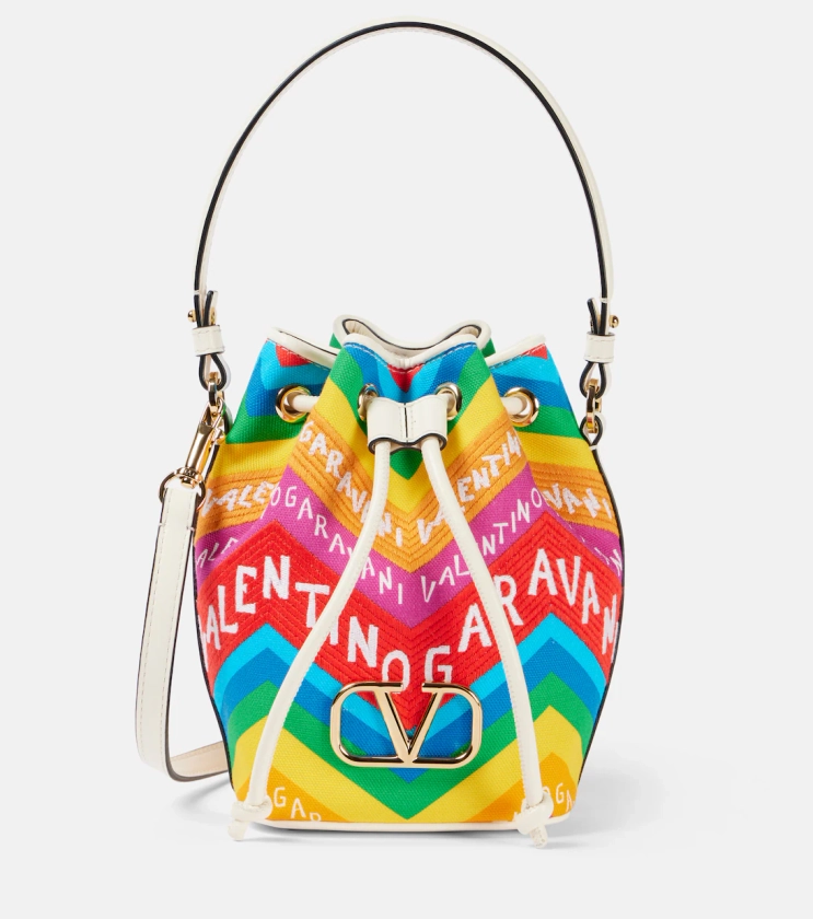 Sac seau VLogo Mini en toile en multicolore – Valentino Garavani | Mytheresa