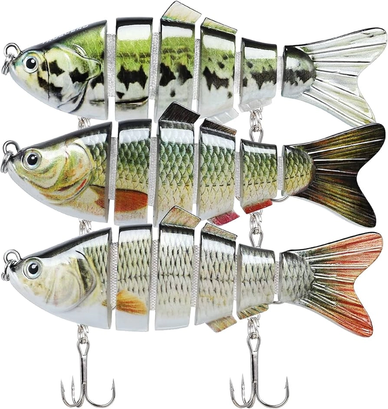 TRUSCEND Sea Fishing Lures for Bass Pike Fishing Lures Perch Trout Multi Jointed Swimbaits Slow Sinking Bionic Swimming Lures Freshwater Saltwater Fishing Accessories