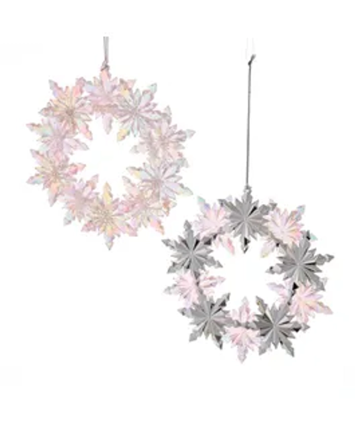 5.3"PINK/CLEAR IRID WREATH SNFLK 2A