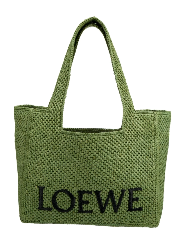 2023 Medium Raffia Logo Tote