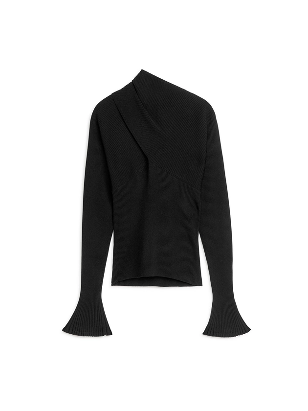 Haut à manches longues avec foulard - Noir - Knitwear - ARKET FR